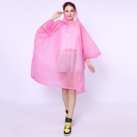 Pelerina de Ploaie,  pentru Adulti, EVA, Tip Poncho, Impermeabila, Rezistenta la Vant, Capse Laterale, 160 g, Roz