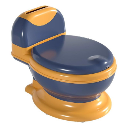 Olita Bebelusi, Cyrax, pentru Copii 1 - 8 Ani, Model Toaleta Adulti, Colac Moale PVC, Compartiment Detasabil, Cutie Depozitare Hartie, 34 x 32 x 19 cm, Albastru/Portocaliu