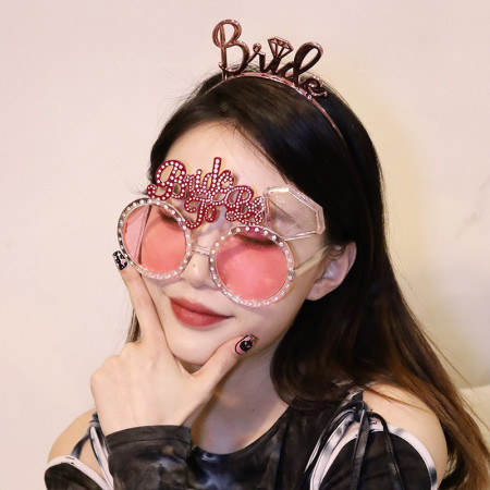 Ochelarii Decorativi, Cyrax, Tema Nunta, Model Bride to Be, din Plastic, Roz