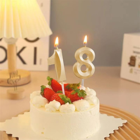 Lumanare Cifra 1, Cyrax, Model Diamond, 5 x 3.4 cm, Auriu