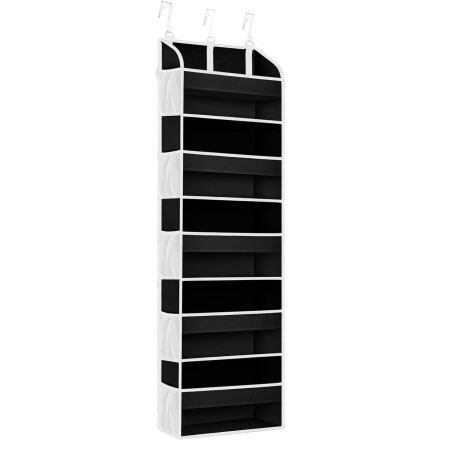 Organizator Suspendat pentru Usi,  din Nailon si Plasa, Baza de Carton Ingrosat, 5 Buzunare Principale + 10 Buzunare Laterale, 140 x 39 x 17 cm, 3 Carlige Incluse, Negru
