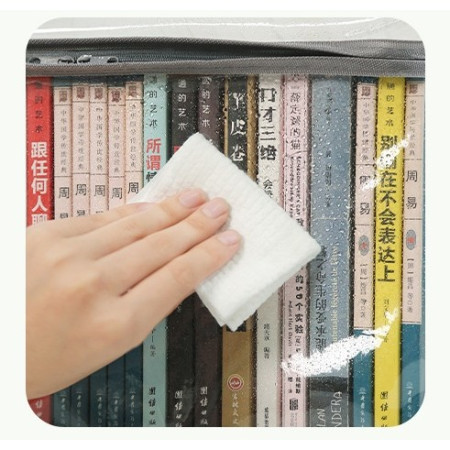 Cutie de Depozitare,  din PVC + Textil, Rezistenta la Apa, Geanta pentru Carti, 32x24x25 cm, Transparent-Alb