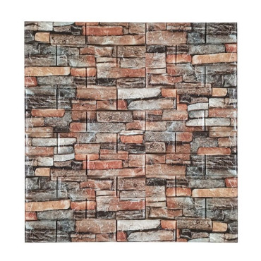 Set 10 Placi de Tapet,  Autoadezive, 70 x 77 cm, 3.5 mm Grosime, Suprafata Acoperita 5.3 mp, din PVC, Model Caramida, Multicolor