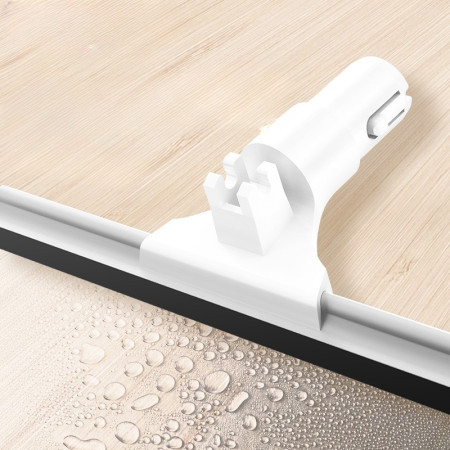 Stergator de Geamuri  cu Doua Fete, Tija Telescopica, cu Recipient de Lichid, Laveta din Microfibra, Racleta Silicon, 120 cm, Alb