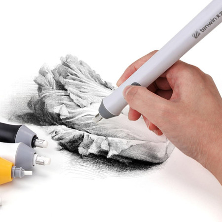 Radiera Electrica,  pentru Schite si Arta, Grosime Varf 3 mm/5 mm, Baterii 2 x AA (neincluse), din ABS, Alb