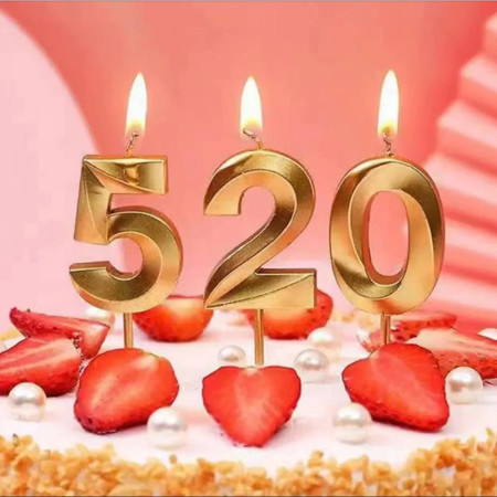 Lumanare Cifra 2, Cyrax, Model Diamond, 5 x 3.4 cm, Auriu