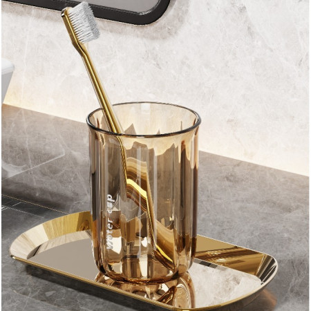 Cana de Apa pentru Clatit,  pentru Periuta de Dinti, 200 ml, 10.4 x 7.3 cm, Maro Transparent