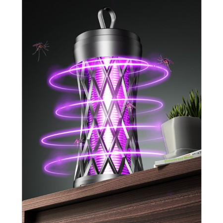 Lampa Anti-Insecte,  Lumina UV, Electrica, Incarcare USB, 5V, 1A, Silentioasa, 12 x 6 m, Gri