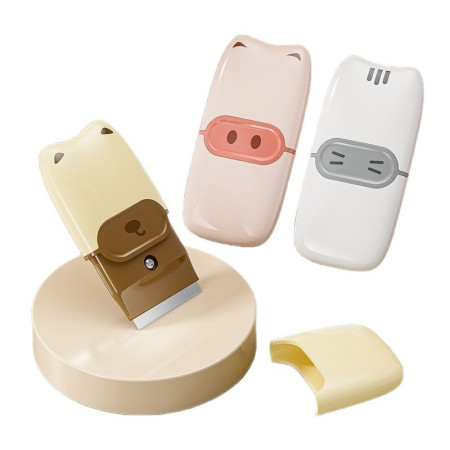 Mini Racleta de Curatare,  pentru Etichete, Adezivi, din ABS+ Metal, 2 Lame Incluse, Alb/Gri