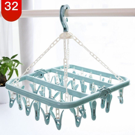 Uscator de rufe  32 de cleme, Plastic, Pliabil, rotire 360 grade, 32x32 cm, Albastru