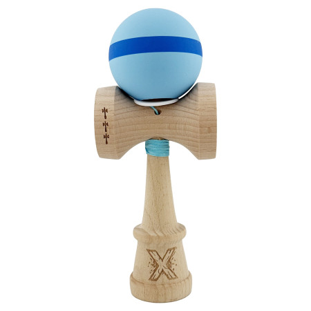 Kendama X Originala, Profesionala, Cyrax, Cupe Mari KING SIZE V3, Rubber Grip, Gaura in Baza, Rulment Metalic, din lemn 18 cm, Ata 62/65 cm, M Bleu/Albastru/Bleu