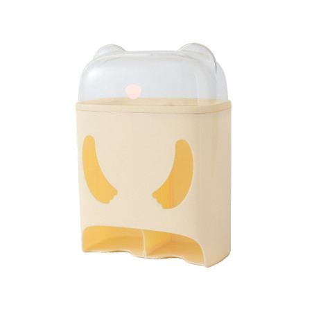 Cutie de Depozitare,  Montare Perete, Adeziv, Fara Perfoare, din ABS, Model Urs, 18 x 11 x 25 cm, Crem