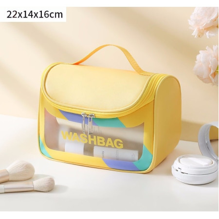 Geanta Cosmetice de Voiaj Cyrax, Impermeabila, Translucida Mata, 22 x 16 x 14 cm, Galben