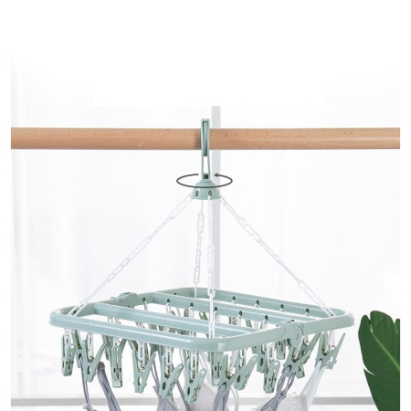 Uscator de rufe  32 de cleme, Plastic, Pliabil, rotire 360 grade, 32x32 cm, Verde