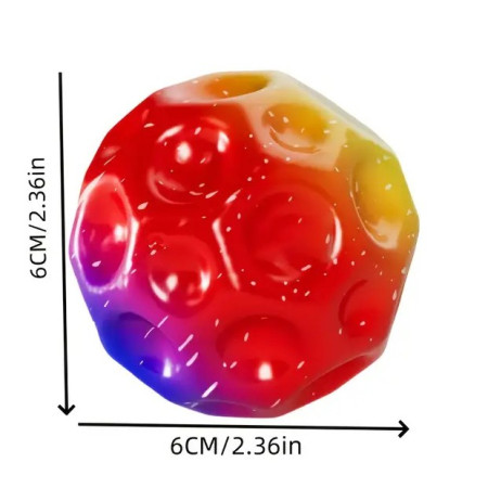 Minge Saltareata Hiperelastica, Cyrax, Space Moon Ball foarte Elastica, Antistress pentru Copii, Diametru 66 mm, Multicolor Rosu