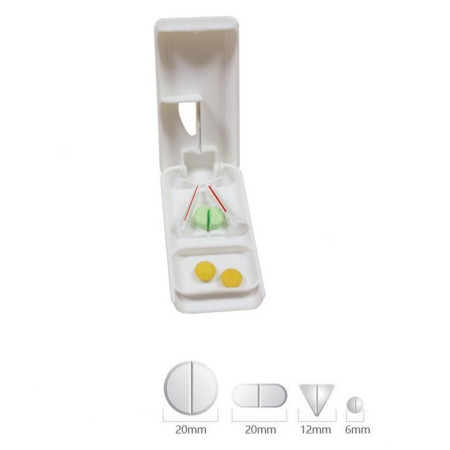 Dispozitiv taiere si depozitare medicamente,  Bej, Plastic, 8 x 4 x 1.8 cm