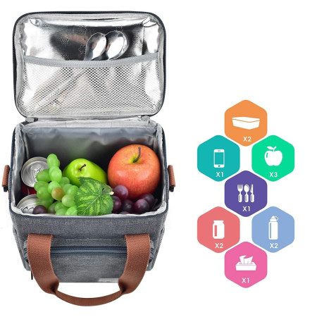 Geanta Termo-Izolanta, Cyrax, Multifunctionala, 1 Compartiment Principal, 1 Buzunar Lateral Exterior, Impermeabila, Manere si Bretea de Umar, 25x22x15 cm, Gri