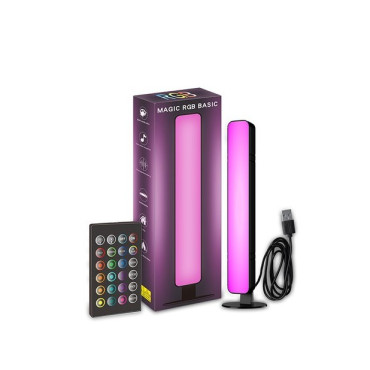 Lampa de Birou,  RGB Colorat, 14 LED, Putere 5V, Telecomanda cu 24 de Taste, Cablu USB, Negru, 25.5x4x3.5cm