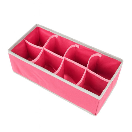 Cutie De Depozitare,  Pentru Lenjerie, Sosete Si Sutiene, Material Textil, 8 Compartimente, 32 x 16 x 10 cm, Culoare Roz