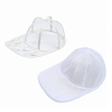 Husa de Spalare Sapca,  pentru Masina de Spalat, din Poliester, Circumferinta 53 cm, cu Fermoar, cu Suport Sapca, Alb