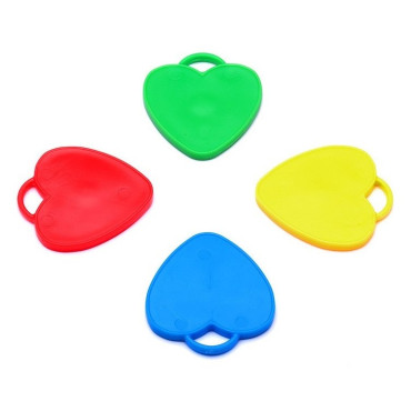 Set 4 Greutati pentru Baloanele cu Heliu, Cyrax, 32 grame, 8 grame Fiecare, Plastic, Forma Inima, Multicolor