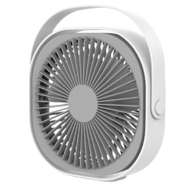 Mini ventilator pentru birou cu usb,  rotire 360 grade, 3 viteze, 1500 mA, 13.5 x 12,8, Alb