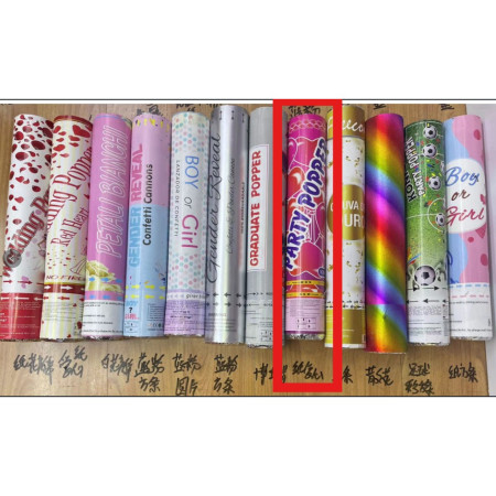 Tun Confetti, Cyrax, Model Mix din Folie, 40 cm, Ambalaj din Carton, Eliberare prin Rasucire, Multicolor