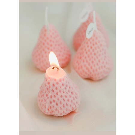 Set 9 Lumanari Parfumate,  Model Capsunici, Ardere 30 min, 117g, 9.3 x 9.3 x 3.8 cm, Roz