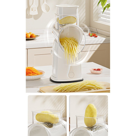 Razatoare Manuala, Cyrax, Rotativa cu Manivela, 10 Lame Interschimbabile, Anti-Stropire, 27 x 13 x 13 cm, Alb