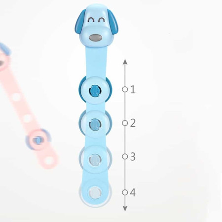 Siguranta pentru Usi Copii,  Sistem de Blocare Sertare, Dulap, Frigider, Adeziv, cu Sistem de Inchidere Dublu, Model Catelus, Albastru