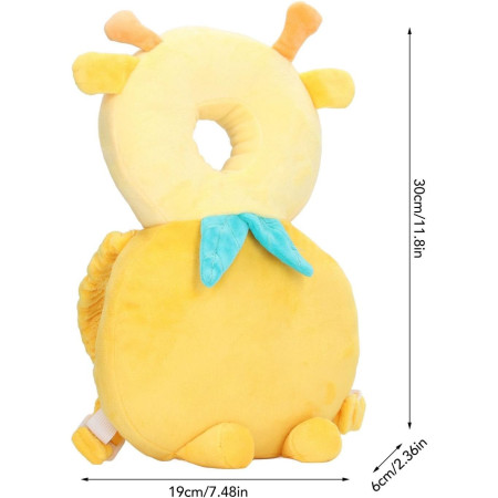 Perna tip Rucsac pentru Protectia Capului,  Tetiera tip Girafa, pentru Bebelusi, 33x6x19 cm, 180 g, Galben