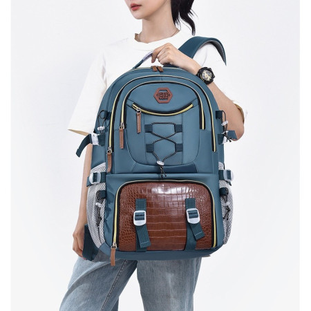 Rucsac Multifunctional pentru Calatorie,  pentru Alpinism, Voiaj, Drumetii, din Panza Oxford, 34x16x52 cm, Albastru Marin