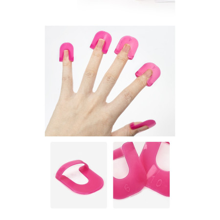 Set 26 buc Sabloane Reutilizabile pentru Oja, Cyrax, pentru Manichiura Ingrijita, fara Depasire Margini, Protectie Cuticula, 10 Marimi, din Plastic, Roz