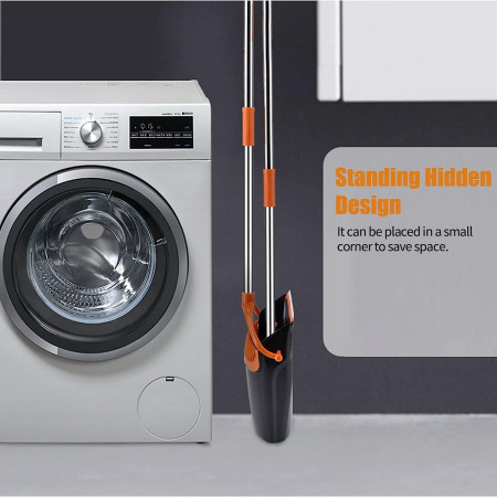 Set matura si faras cu coada,  Pentru uz casnic, Plastic/Otel, Portocaliu/Negru, Depozitare verticala, 26x25.5x83 cm