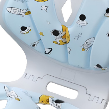 Suport pentru Scaun, Cyrax, pentru Corectarea Posturii, Portabil, Pliabil, Ergonomic, Ameliorare Durere, Respirabil, 35x32x30 cm, Marime L, Model Rachete, Albastru