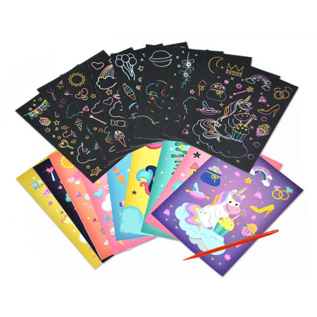 Set 9 Planse Razuibile, Cyrax, Scratch ArtCards, +3 Ani, de Razuit si de Colorat, 19 x 14 cm, Model Sirene, Multicolor