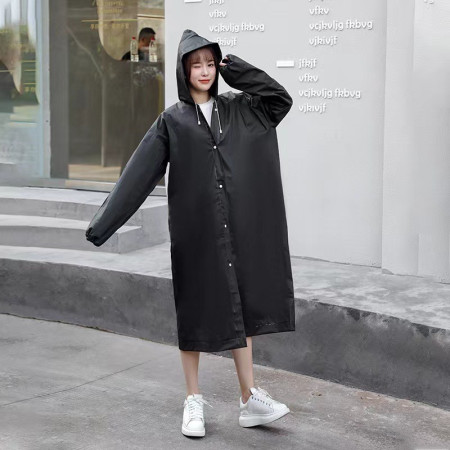 Pelerina de Ploaie,  pentru Adulti 150-180 cm, din EVA, Impermeabila, Rezistenta la Vant, Inchidere cu Capse, 140 g, Negru