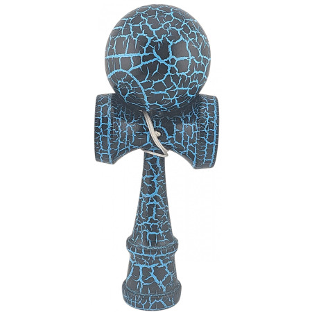 Kendama X Originala,  Profesionala, Cyrax, Cracked, din Lemn, 18 cm,  Negru, Albastru