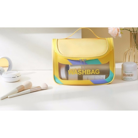 Geanta Cosmetice de Voiaj Cyrax, Impermeabila, Translucida Mata, 22 x 16 x 14 cm, Galben