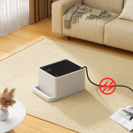 Mini Aeroterma,  Mini Radiator Electric, Putere 900 W, Buton cu 2 Trepte de Temperatura, Inchidere Automata, cu Maner de Prindere, 15x10.3x21 cm, Alb/ Negru