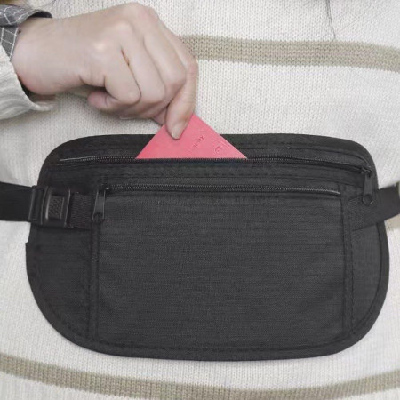 Borseta Anti-Furt, Cyrax, 2 Compartimente, Reglabila, Unisex, pentru Documente, Carduri, Telefon, Negru