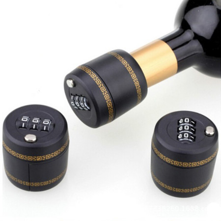 Lacat de Blocare pentru Sticle,  Lacat pentru Sticle cu Bauturi, din Plastic PP durabil, Cu Parola din 3 Cifre, 40 x 42 x 45 mm, Negru