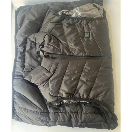 Vesta Inteligenta Incalzita,  Unisex, 2 Zone de Incalzire, Umplutura Bumbac, 3 Trepte de Temperatura, Incarcare USB, Negru, 65 - 75 kg, Marime XXL