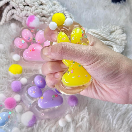 Jucarie Antistres Squishy, Cyrax, cu Revenire Lenta, Labuta de Pisica Pufoasa, 7.5 cm, Ambalaj Transparent, Model 27056, Multicolor