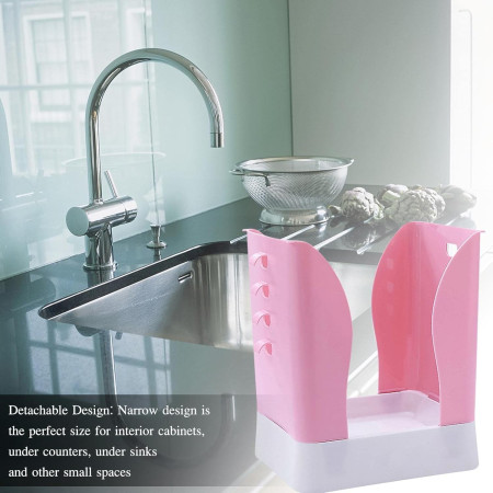 Cos de Gunoi Extensibil,  din Plastic, Reglabil, Pliabil, Versatil, pentru Bucatarie, Baie sau Birou, Cos Universal, 21x25x17 cm, Roz Alb