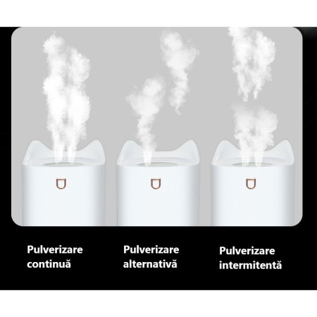 Umidificator cu duza dubla,  de capacitate mare 3L, alb