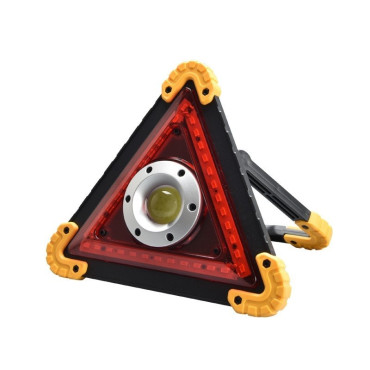 Triunghi Multifunctional de Avertizare,  Lanterna LED, Impermeabil IP65, 800 lm, 2 x AA, Functie Incarcare Telefon, USB si Micro USB, COB 33, Portocaliu