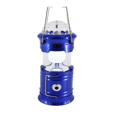 Lanternă pliabilă de camping Magic cool cu ​​lampă disc și USB  Lanterna, Felinar, Acumulator 1200 mAh, reincarcabila, 6 LED + 1 W + 3C culori, Albastru