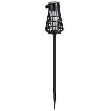 Lampa Solara pentru Gradina,  Reincarcabila de la Soare, Model Felinar, Portabila cu Picior, Lumina Calda, 12 cm, Negru