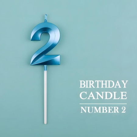 Lumanare Cifra 2, Cyrax, Model Diamond, 5 x 3.4 cm, Albastru